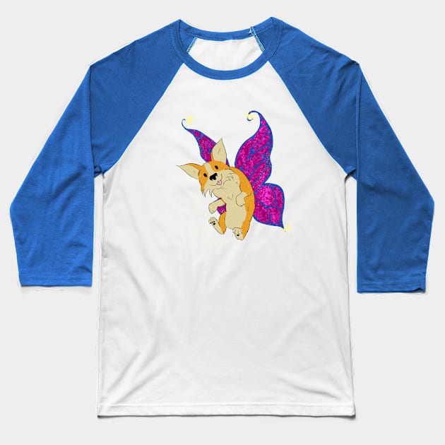 Corgifly Fly By Baseball T-Shirt by Dave